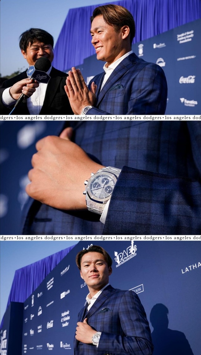 【画像】山本由伸さん、時計をチラ見せしてしまう